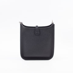 Hermes Mini Evelyne Black Clemence Paladium HW Y Stamp