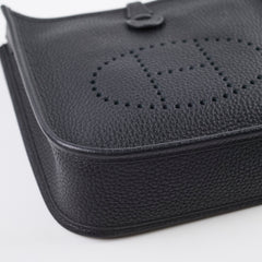 Hermes Mini Evelyne Black Clemence Paladium HW Y Stamp