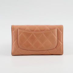 Chanel Lambskin Long Wallet Peach