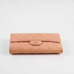 Chanel Lambskin Long Wallet Peach