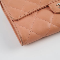 Chanel Lambskin Long Wallet Peach