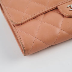 Chanel Lambskin Long Wallet Peach