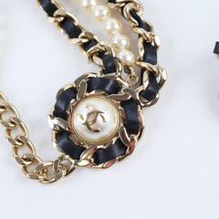 Chanel Pearl/Leather Adjustable Belt 80-110 cm