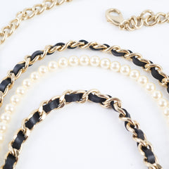 Chanel Pearl/Leather Adjustable Belt 80-110 cm