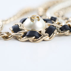 Chanel Pearl/Leather Adjustable Belt 80-110 cm