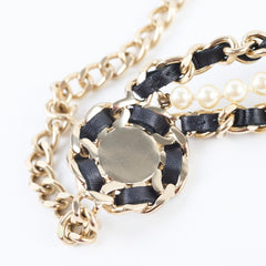 Chanel Pearl/Leather Adjustable Belt 80-110 cm