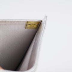 Chanel classic quilted long wallet silver