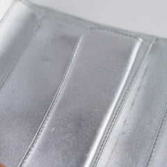 Chanel classic quilted long wallet silver