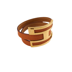 Hermes Pousse Pousse Leather Bracelet Orange