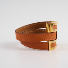 Hermes Pousse Pousse Leather Bracelet Orange