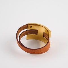 Hermes Pousse Pousse Leather Bracelet Orange