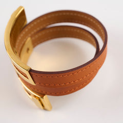 Hermes Pousse Pousse Leather Bracelet Orange