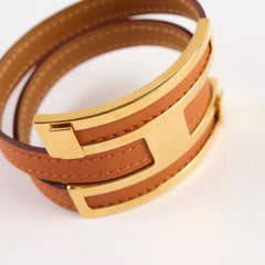 Hermes Pousse Pousse Leather Bracelet Orange