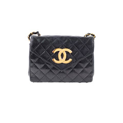 Chanel Vintage 24k Quilted Lambskin Flap Bag Black