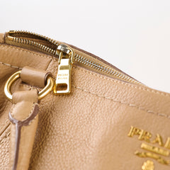 Prada Tote Bag With Strap Beige Grain Calfskin
