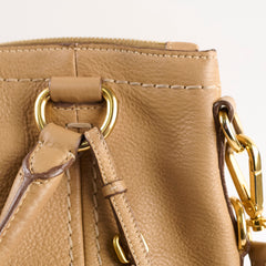 Prada Tote Bag With Strap Beige Grain Calfskin