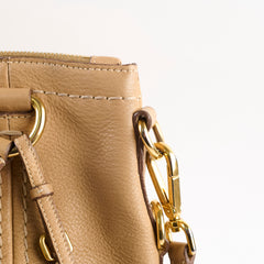 Prada Tote Bag With Strap Beige Grain Calfskin