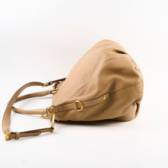Prada Tote Bag With Strap Beige Grain Calfskin
