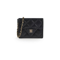 Chanel Cardholder With Chain Caviar Black