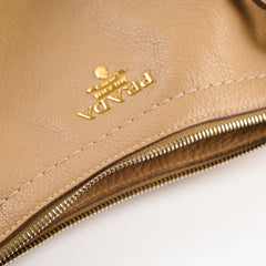Prada Tote Bag With Strap Beige Grain Calfskin