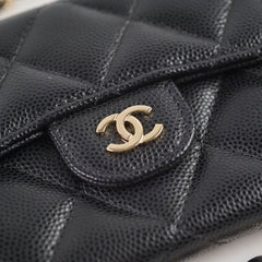 Chanel Cardholder With Chain Caviar Black