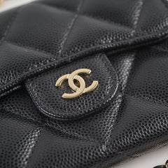 Chanel Cardholder With Chain Caviar Black