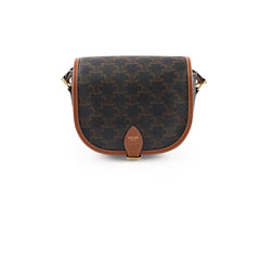 Celine Triomphe Medium Folco Crossbody Tan Brown