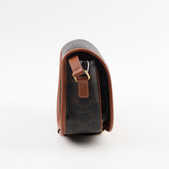 Celine Triomphe Medium Folco Crossbody Tan Brown