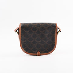 Celine Triomphe Medium Folco Crossbody Tan Brown