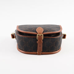 Celine Triomphe Medium Folco Crossbody Tan Brown