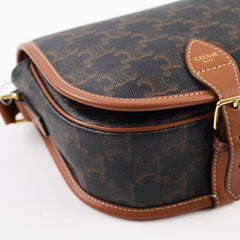 Celine Triomphe Medium Folco Crossbody Tan Brown