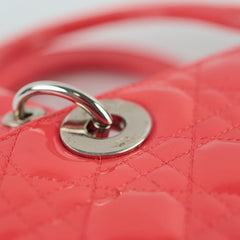 Dior Large Lady Dior Patent Leather Coral