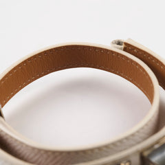 Hermes Collier De Chien CDC Leather Bracelet White/Gold Size XS