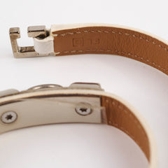 Hermes Collier De Chien CDC Leather Bracelet White/Gold Size XS