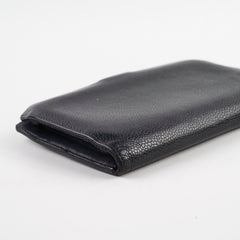 Chanel Vintage Caviar Snap Button Long Wallet Black