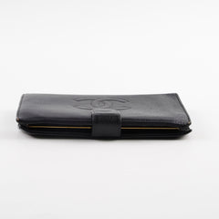 Chanel Vintage Caviar Snap Button Long Wallet Black