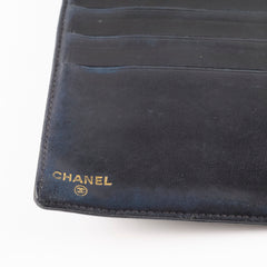 Chanel Vintage Caviar Snap Button Long Wallet Black