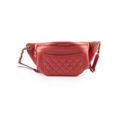 Chanel Quilted Glazed Leather Waist Bag Coral