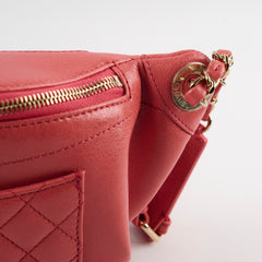 Chanel Quilted Glazed Leather Waist Bag Coral
