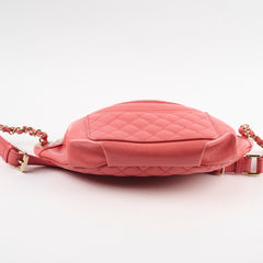 Chanel Quilted Glazed Leather Waist Bag Coral