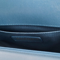 Chanel Old Medium Boy Bag Chevron Caviar Blue 2018