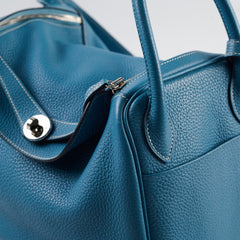 Hermes Lindy 30 Clemence PHW Blue Jeans T Stamp 2015