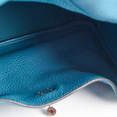 Hermes Lindy 30 Clemence PHW Blue Jeans T Stamp 2015