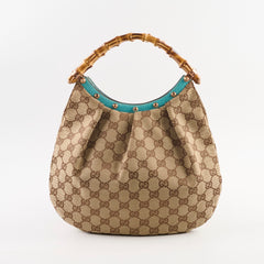 Gucci Bamboo Studded Mini Hobo Bag GG Monogram