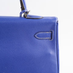 Hermes Kelly 35 Candy Bleu Electrique and Mykonos Epsom Retourne Palladium HW, R in square