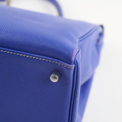 Hermes Kelly 35 Candy Bleu Electrique and Mykonos Epsom Retourne Palladium HW, R in square