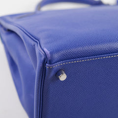 Hermes Kelly 35 Candy Bleu Electrique and Mykonos Epsom Retourne Palladium HW, R in square