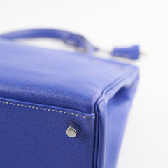 Hermes Kelly 35 Candy Bleu Electrique and Mykonos Epsom Retourne Palladium HW, R in square