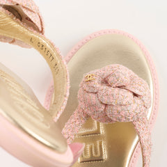 Chanel Camellia Sequins Sandals Pink/Gold - Size 36.5