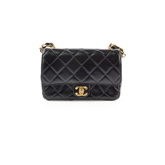 Chanel Seasonal Mini Shoulder Bag Shiny Black Leather